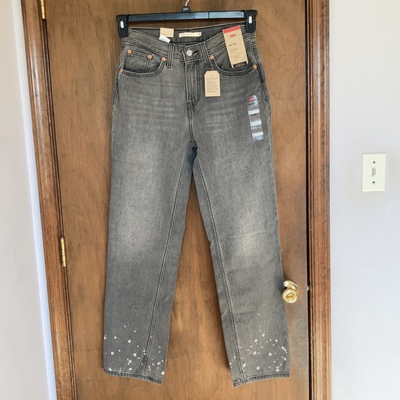 Relisted Levi’s low pro gray midrise straight leg jean splatter detail size 27 - Picture 5 of 17